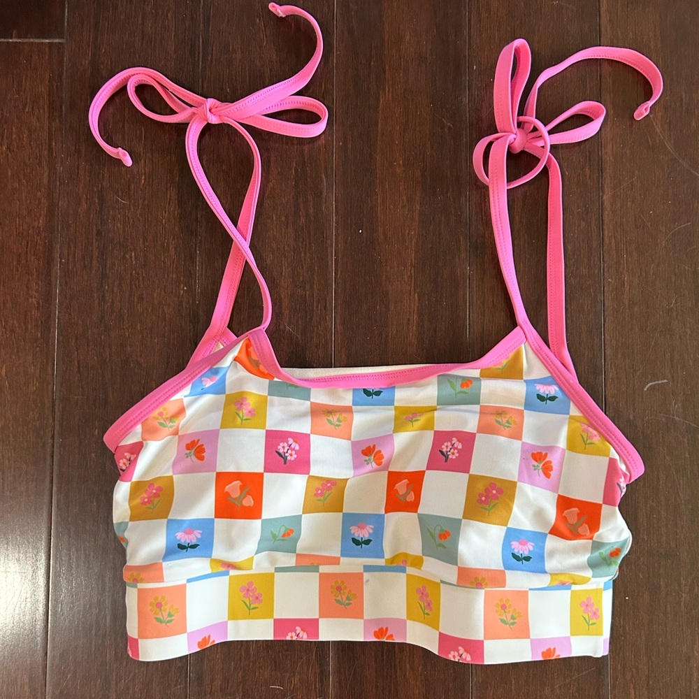 NWOT Lime Ricki Flower Check bikini top and bottom - Picture 2 of 5